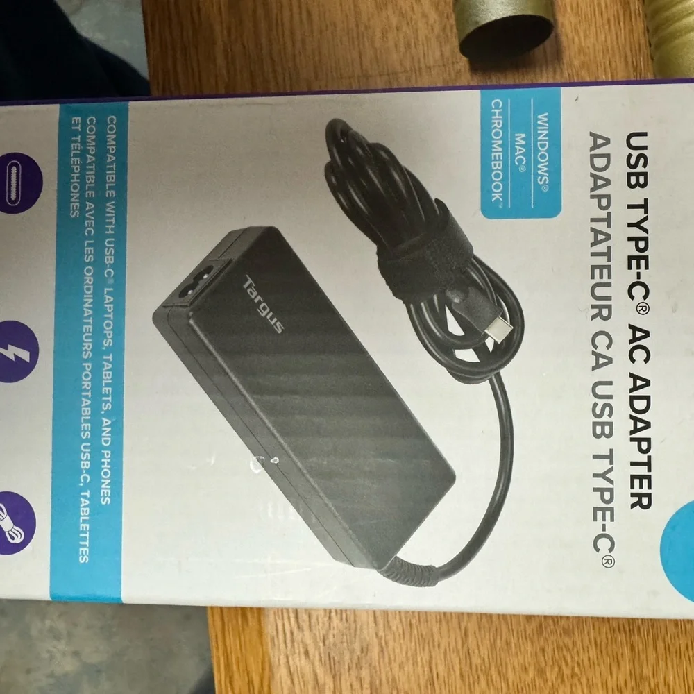 Targus 100W USB-C AC Adapter Charger for MacBook Chromebook Windows HP